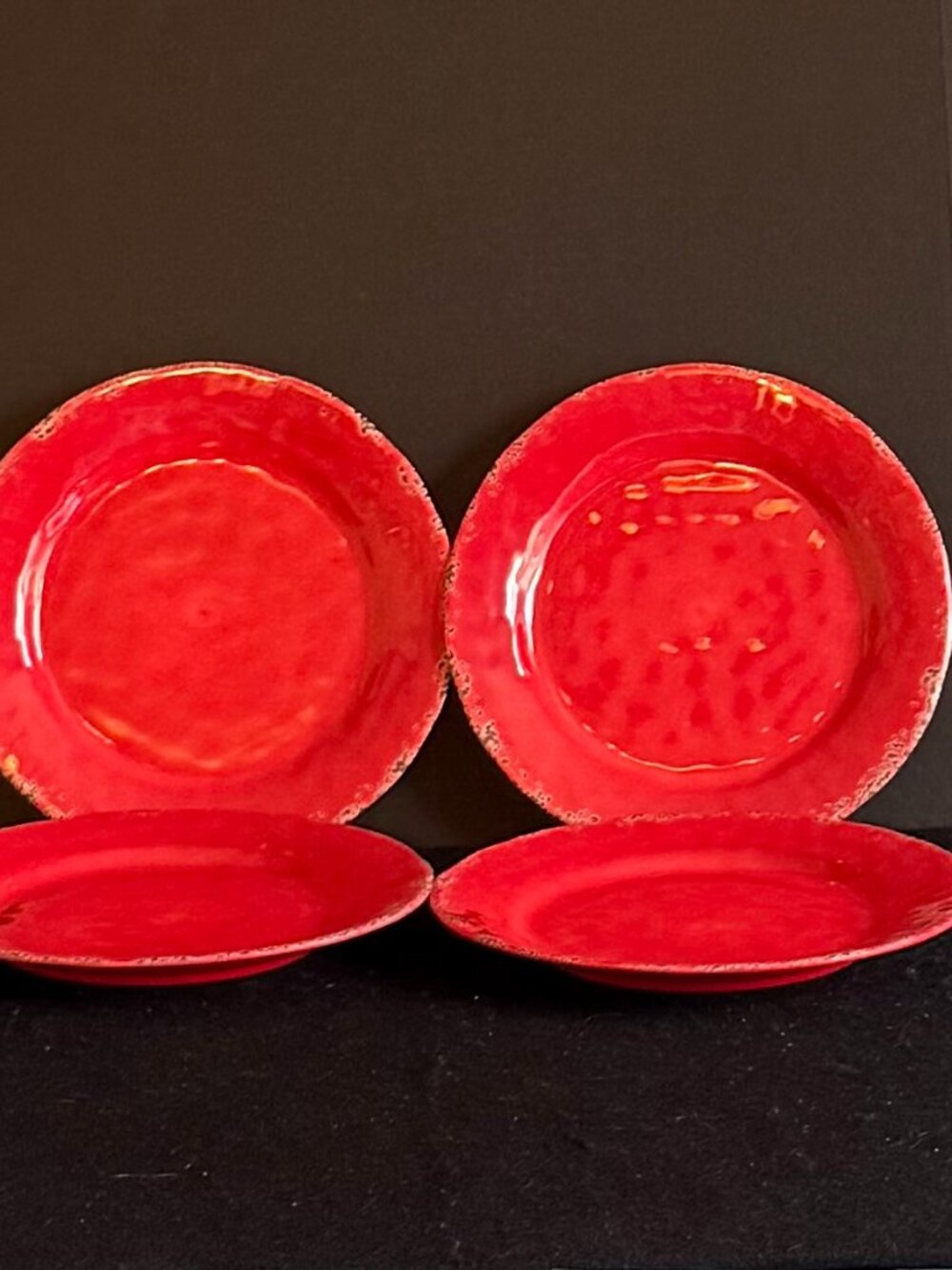 Set Of 4 - Tommy Bahama Carmelo Red Melamine Dinner Plate 11”